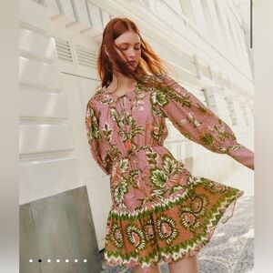 Farm Rio Soft Pink Aura Floral Mini Dress